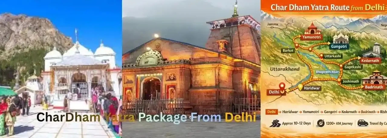 char dham yatra package from delhi route map covering yamunotri gangotri kedarnath badrinath