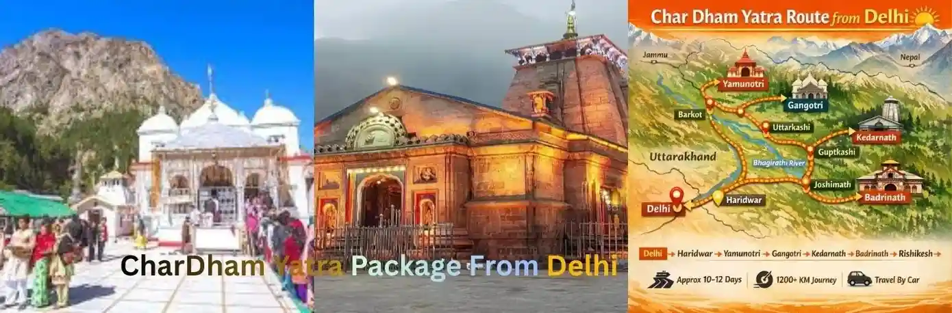 char dham yatra package from delhi route map covering yamunotri gangotri kedarnath badrinath