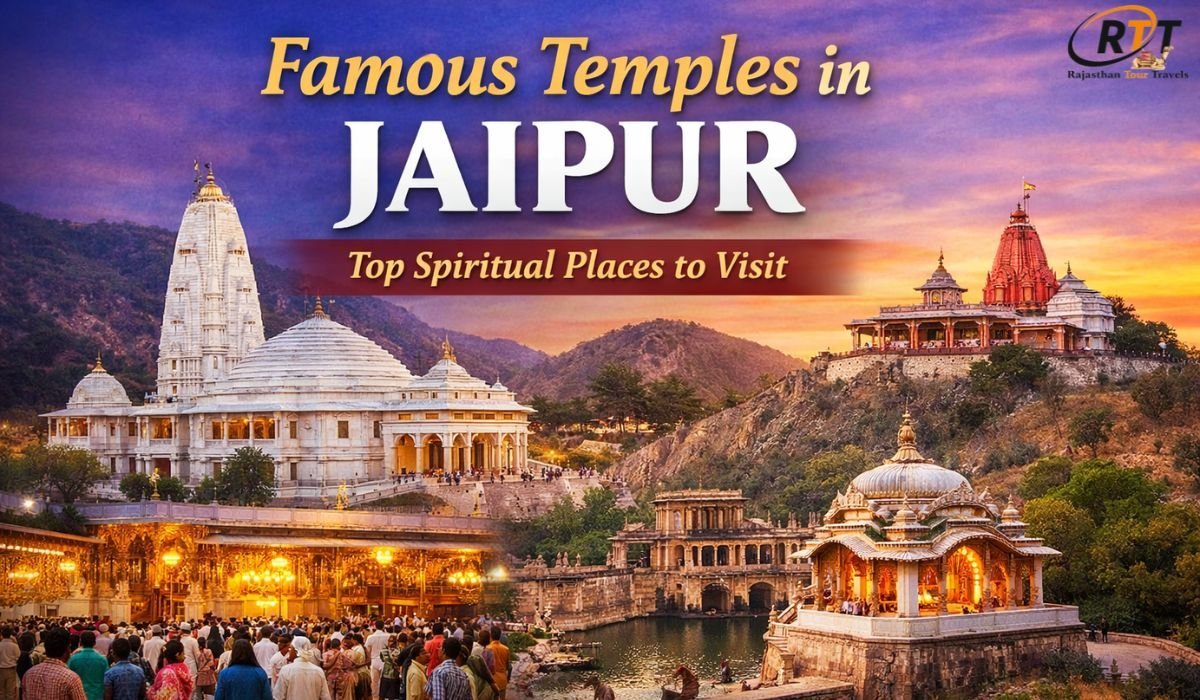 Famous temples in Jaipur including Govind Rajasthan Tour Travels Ji Temple, Birla Mandir and Galta Ji Temple