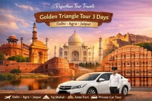 Golden Triangle Tour 3 Days covering Delhi Agra Jaipur with Taj Mahal, India Gate and Hawa Mahal