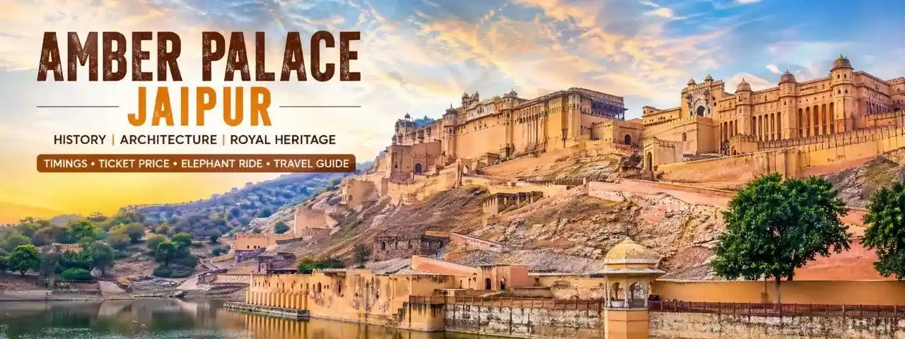 Amber Palace Jaipur view with Maota Lake and historic Amber Fort architecture