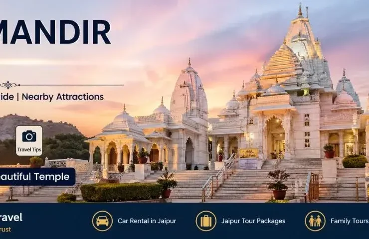 Birla Mandir Jaipur white marble temple evening view with lighting