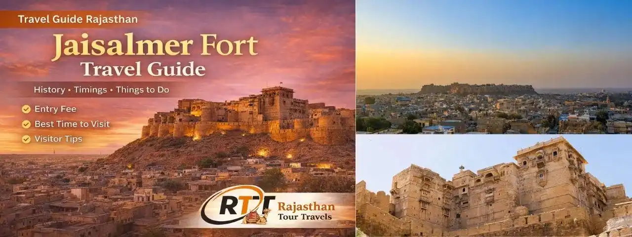Jaisalmer Fort glowing at sunset in Rajasthan, also known as the Golden Fort of India