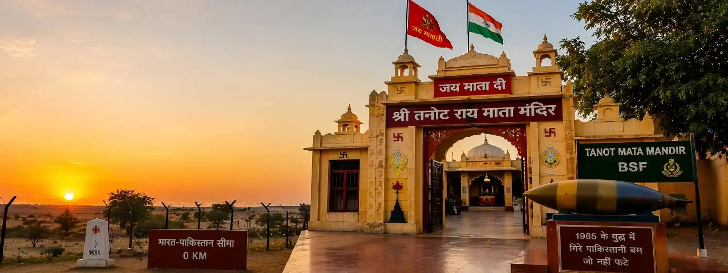 Tanot Mata Mandir Jaisalmer Rajasthan temple near India Pakistan border sunset view