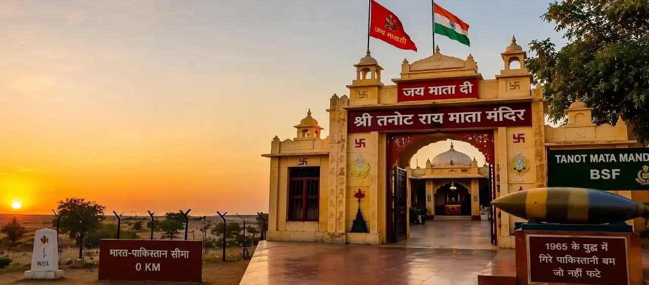 Tanot Mata Mandir Jaisalmer Rajasthan temple near India Pakistan border sunset view
