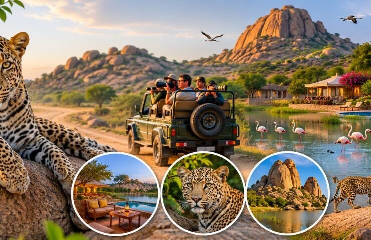 Jawai Leopard Safari in Rajasthan featuring leopard sightings, safari jeep, luxury resort, Jawai Dam and wildlife experience