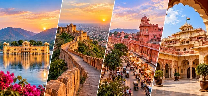 Jal Mahal, Nahargarh Fort, Jaipur Old City and royal palace architecture