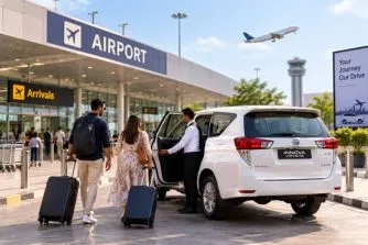 Airport transfer car rental service with driver and luggage pickup
