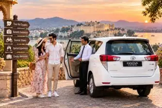 Couples tour by car with professional driver