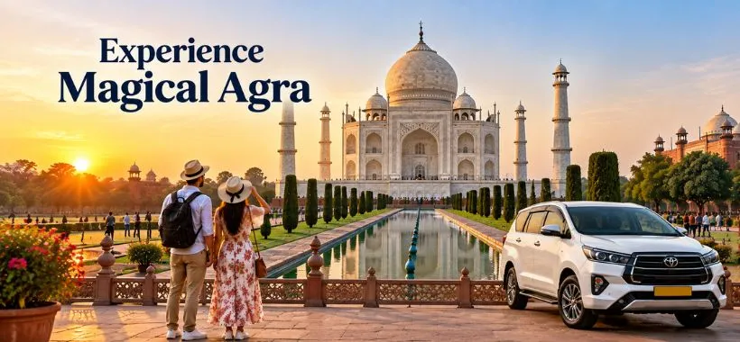 Taj Mahal at sunrise during Agra sightseeing