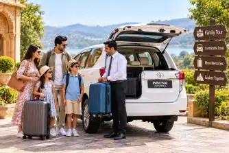 Family tour by car with professional driver