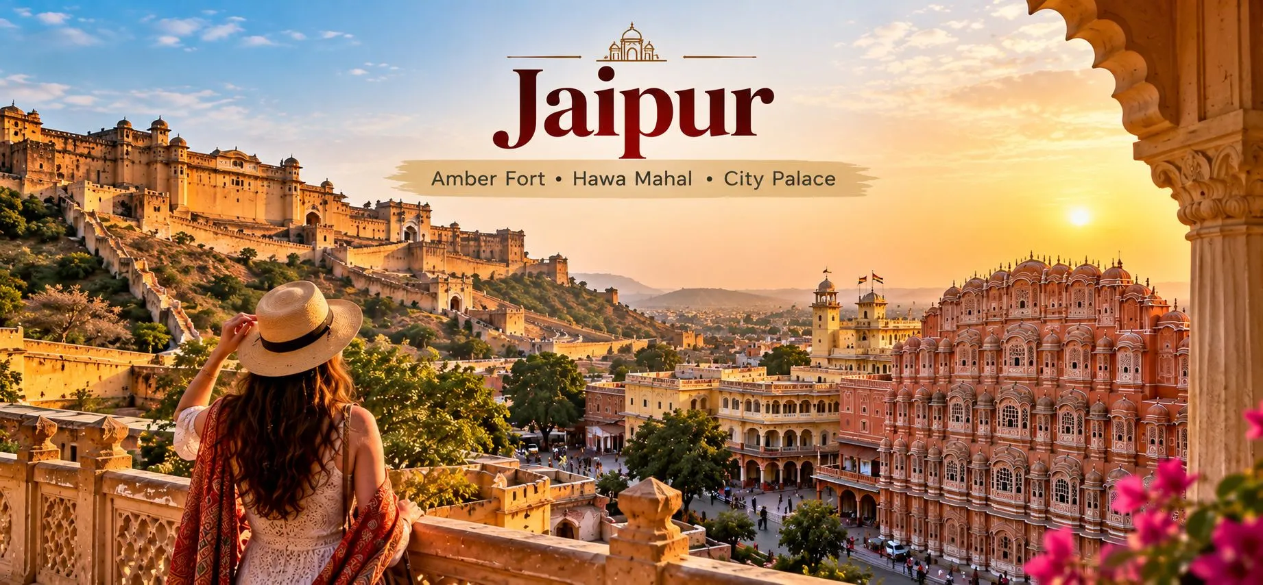 Jaipur sightseeing featuring Amber Fort, Hawa Mahal and City Palace