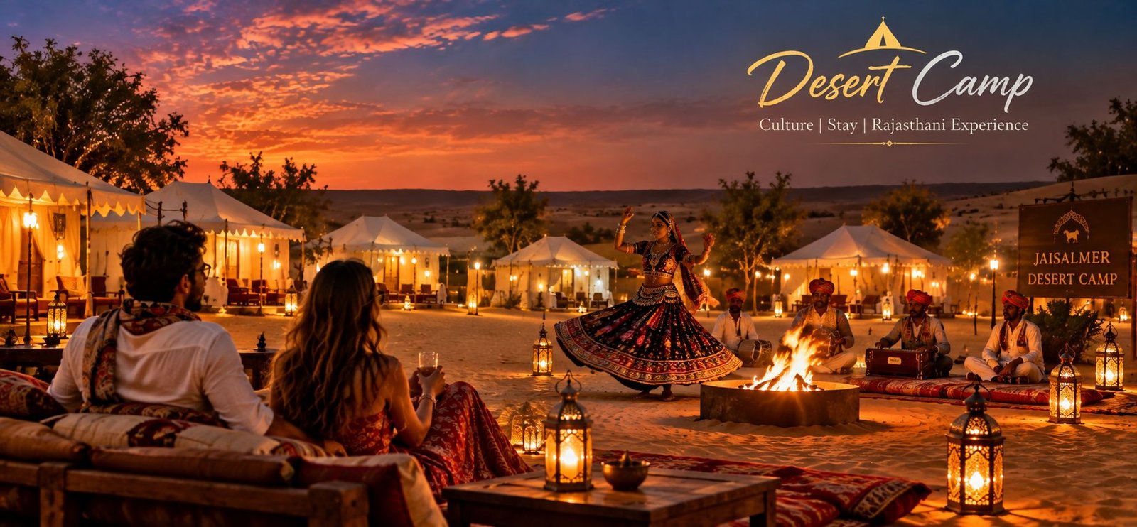 Jaisalmer desert camp with Rajasthani cultural evening