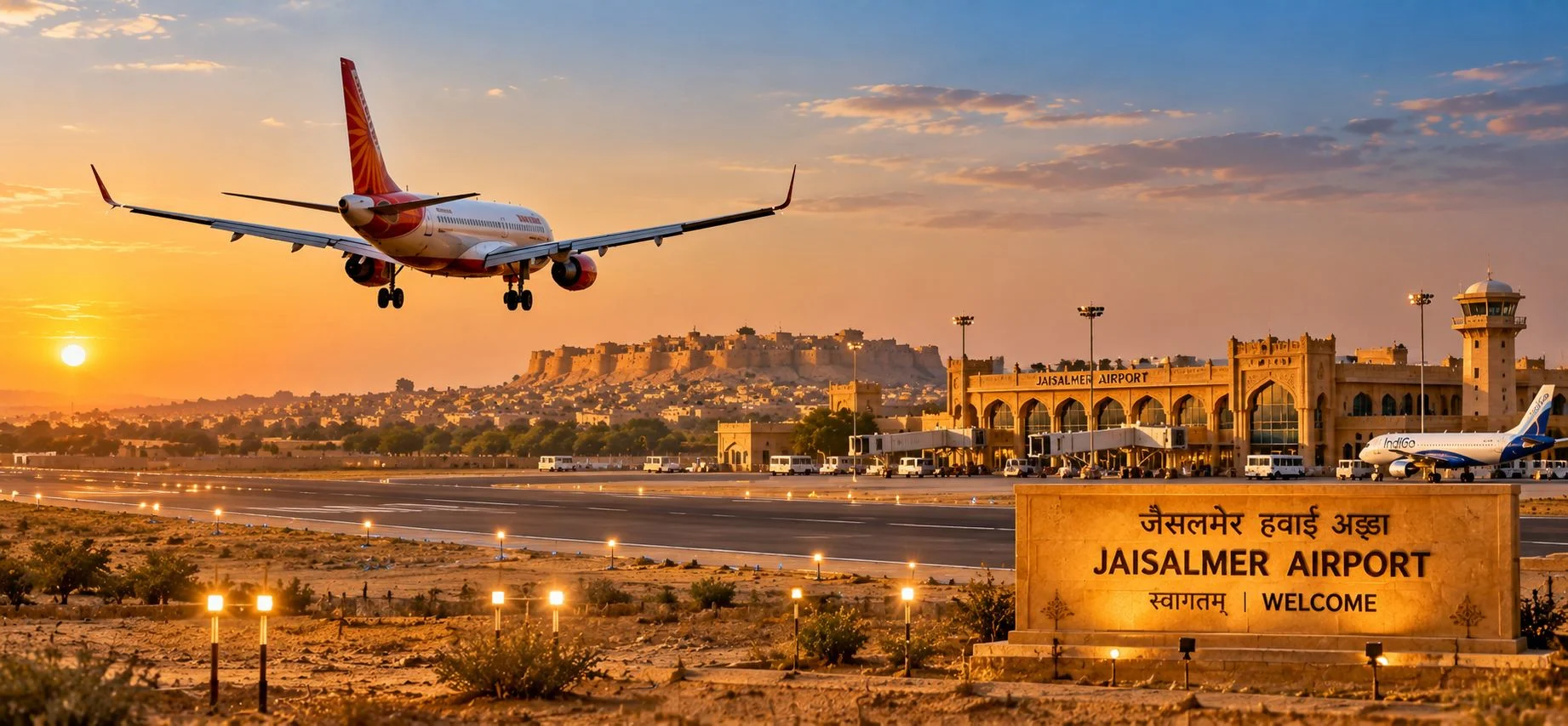 Jaisalmer Airport arrival for a tour from Ahmedabad