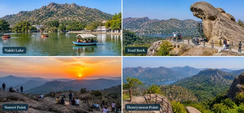Nakki Lake, Toad Rock, Sunset Point and Honeymoon Point in Mount Abu