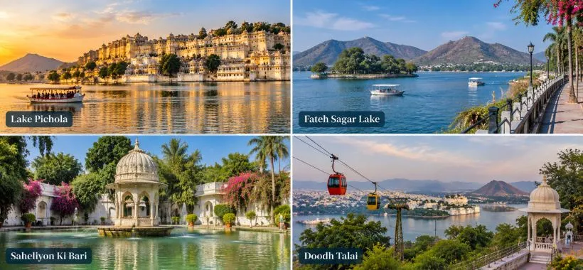 Lake Pichola, Fateh Sagar Lake, Saheliyon Ki Bari and Doodh Talai in Udaipur