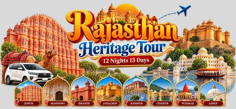Rajasthan heritage tour featuring Jaipur, Mandawa, Bikaner, Jaisalmer, Jodhpur, Udaipur, Pushkar and Ajmer